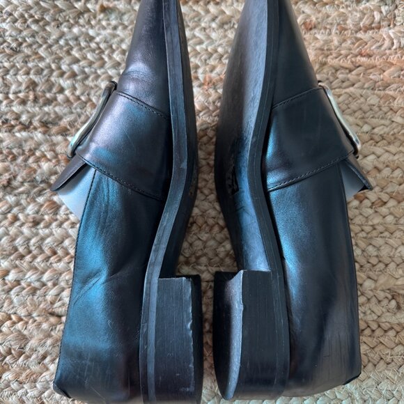 Black Leather Loafers with Silver Buckle - Picture 8 of 10